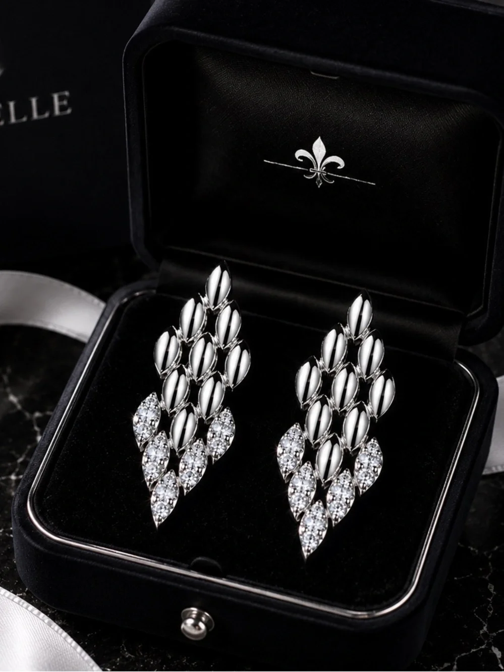 Chunky Elegant Silver Teardrop Cluster Earrings